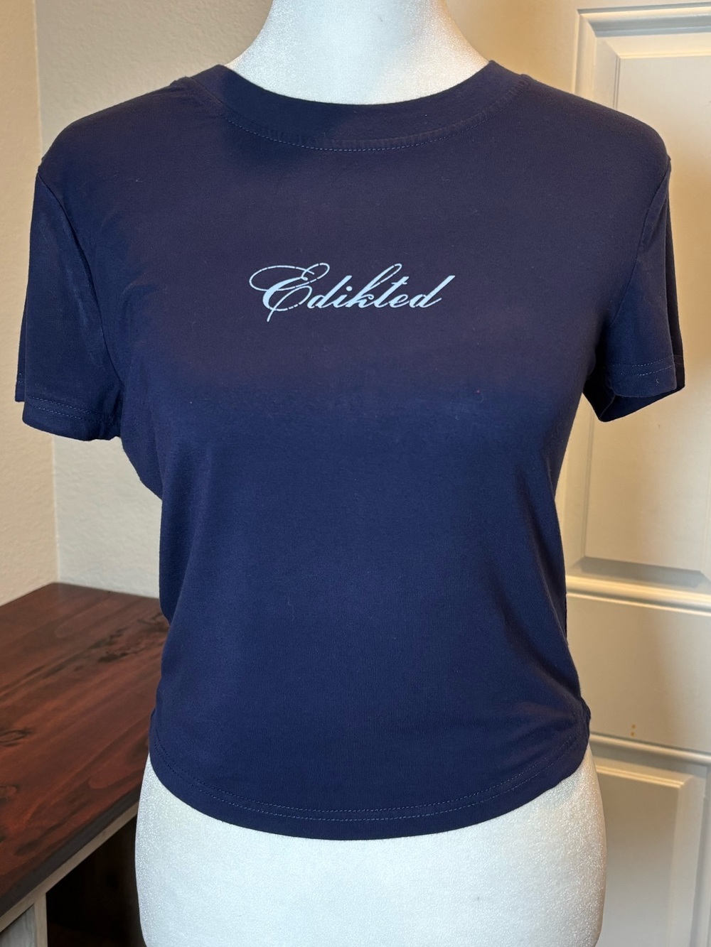 Edikted Navy  Tee with Script Logo